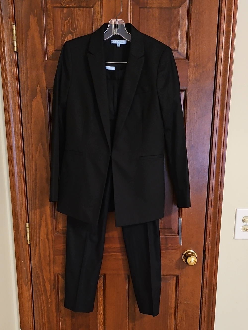 ANTONIO MELANI Black Two-Piece Women's Suit Blazer & Trousers